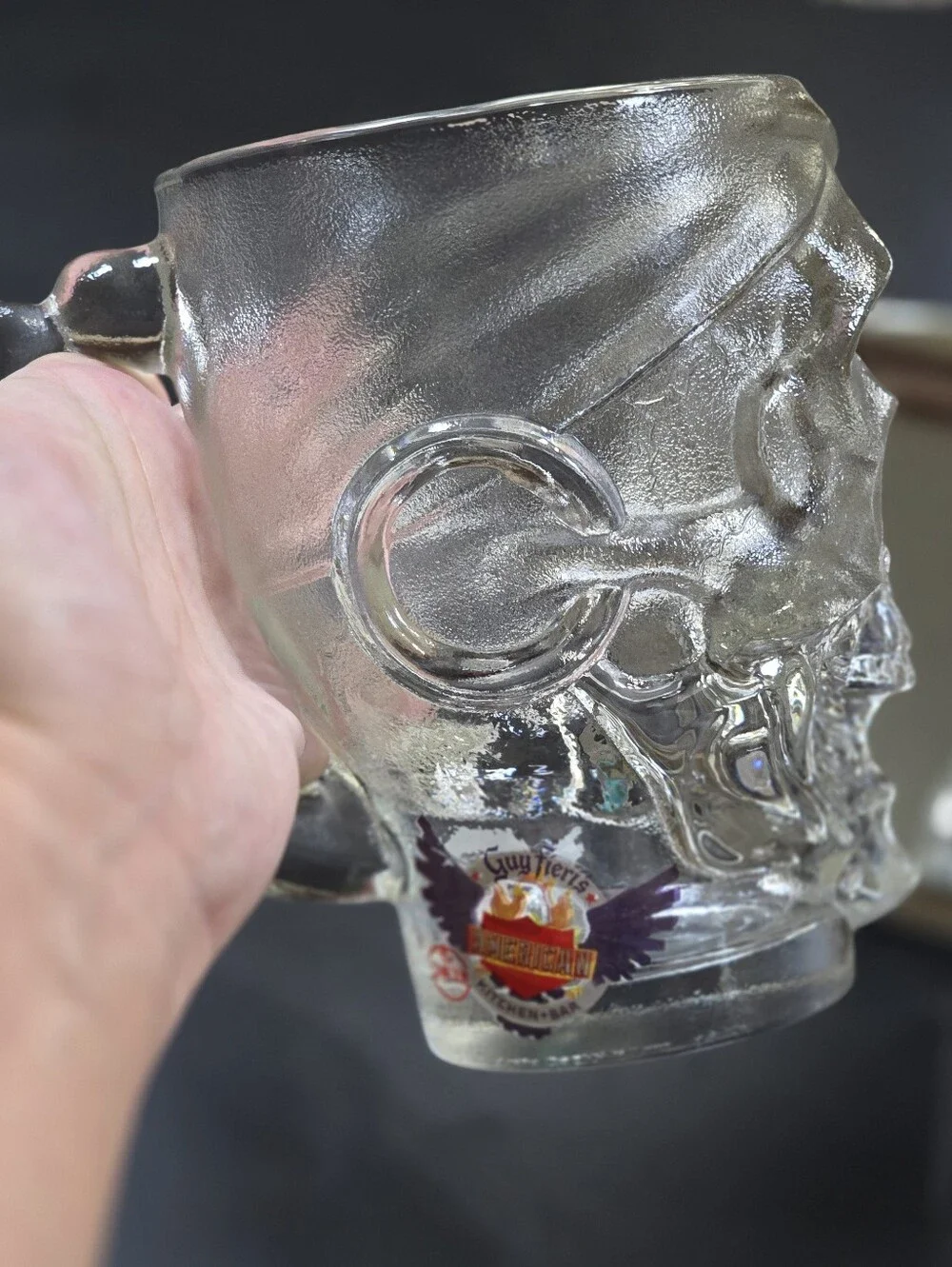 Guy Fieri American Kitchen Clear Glass Prirate Skull Beer Mugs Set Of 2